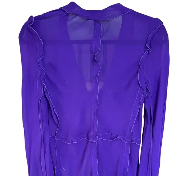 NWOT Rat And Boa Aphrodite Blouse Ruffle Semi Sheer Top In Purple Size Small - Picture 9 of 15